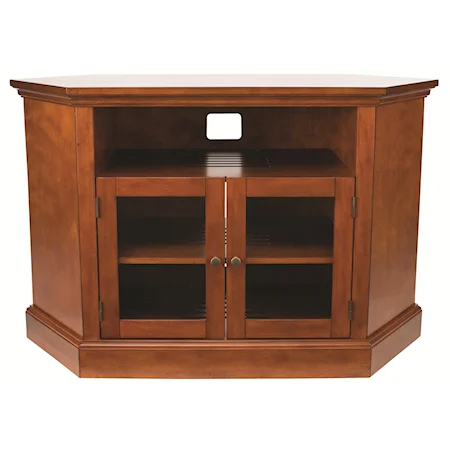 Expertly Crafted Audio Video Corner Unit with Hardwood Veneers